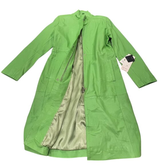 Vero Moda Long Leather Coat, NWT, Lime Green, M - Picture 7 of 9